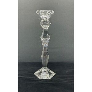 Block 24% Full Lead Crystal Hand Crafted 10" Faceted Candlestick Holder Clear